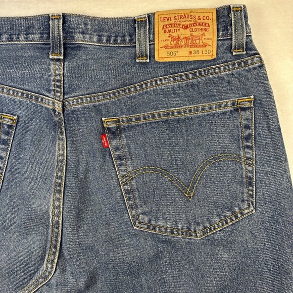 Levi’s 505 Mens Regular Fit Straight Leg Jeans W38 L30 -Measures 38x27-Western - Picture 6 of 11